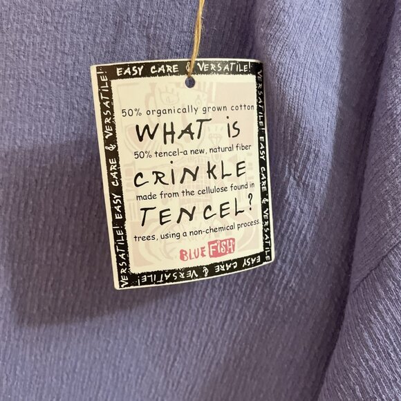 VTG Blue Fish Crinkle Tencel Shirt Women's 2X Lavender Artsy Sustainable NWT - Picture 6 of 12